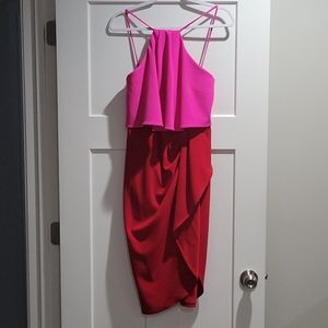Betsy & Adam - Colorblocked Popover Halter Dress